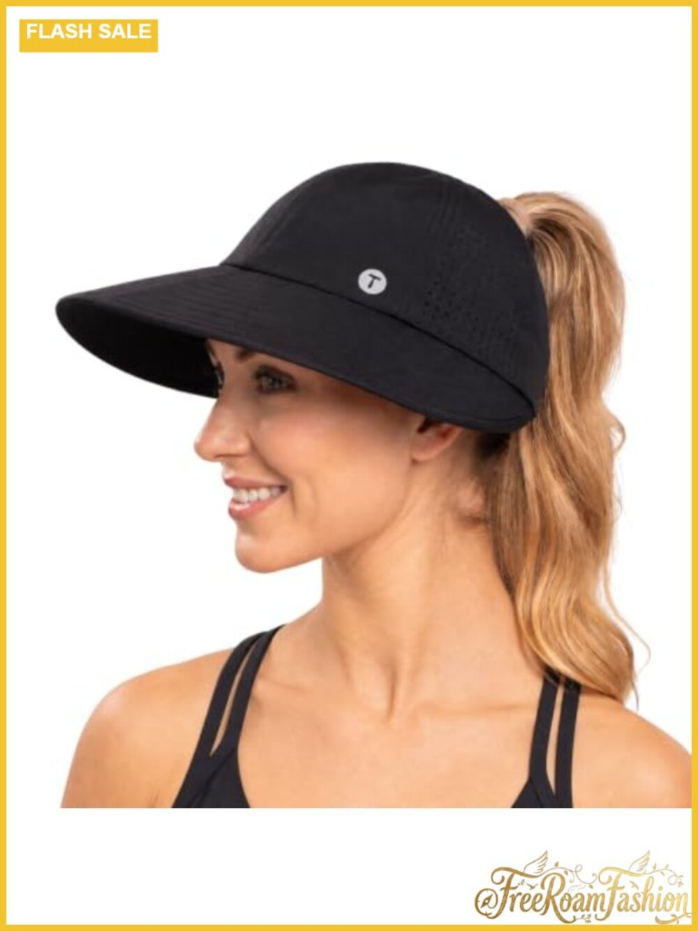 Wide Brim Ponytail Sun Hat UPF 50+ Cooling Foldable Baseball Cap